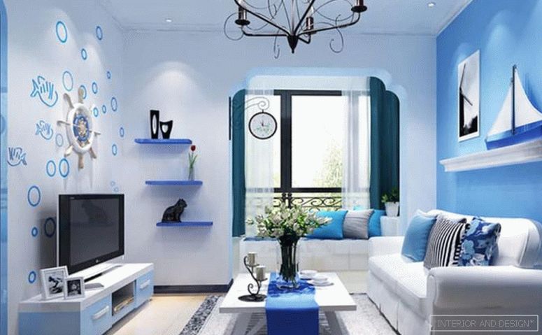 Vzduch modrý odtieň v obývacej izbe 1