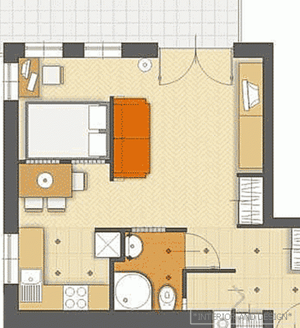 dizajnový projekt jednopokojového bytu 3