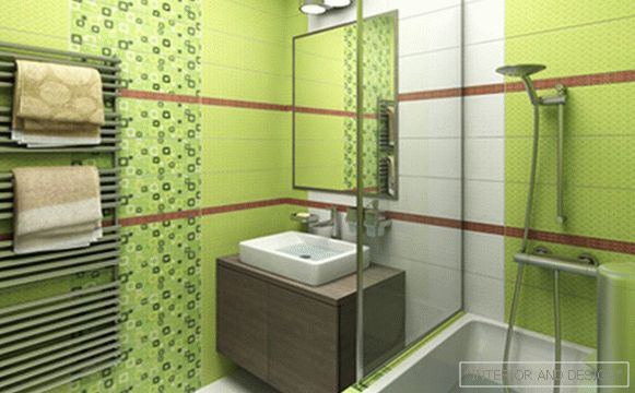 Dlaždice zelená v interiéri kúpeľne - 1