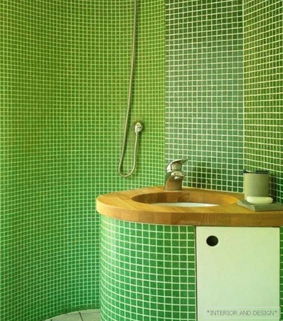 Dlaždice zelená v interiéri kúpeľne - 2