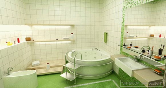 Dlaždice zelená v interiéri kúpeľne - 4