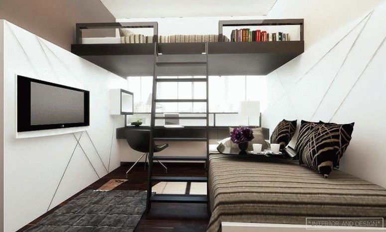Loft posteľ v interiéri