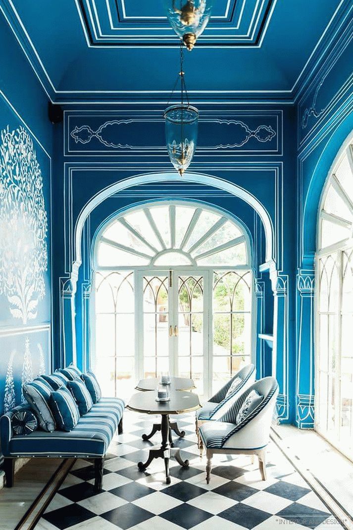 Modrá farba v interiéri 5